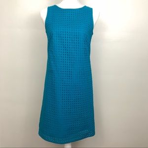 Teal LOFT Eyelet Sheath Dress